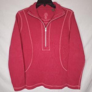 TOMMY BAHAMA Women's Redish Pink 1/2 Zip Popover Fleece Sweatshirt SMALL